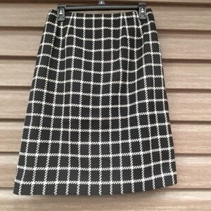 Talbots Black/White Wool Lined Skirt